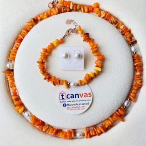 Sea coral stone and pearl full set