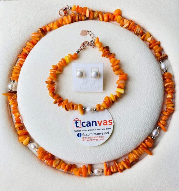 Sea coral stone and pearl full set
